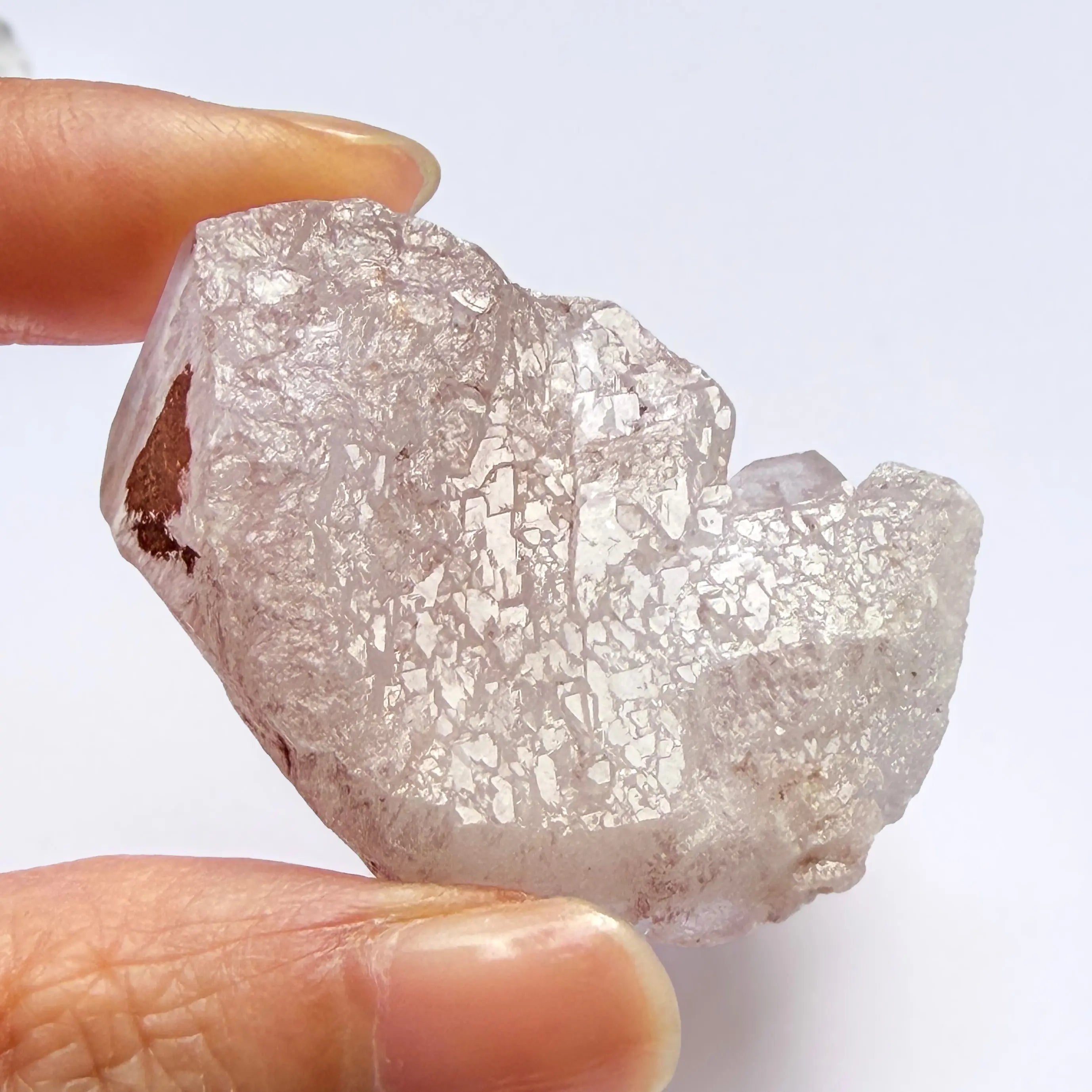 Etched Pink Garden Quartz from Sichuan with Hematite view 2